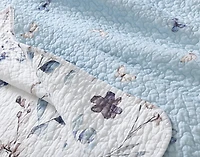 Alma Cotton Quilt Set, Floral, Blue,