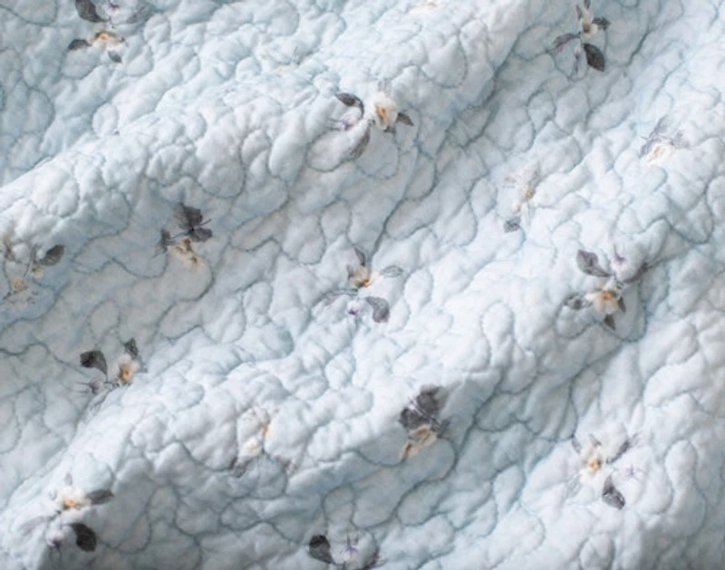 Adeline Cotton Quilt Set, Floral, Blue,