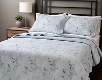 Adeline Cotton Quilt Set, Floral, Blue,
