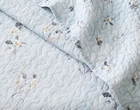 Adeline Cotton Quilt Set, Floral, Blue,