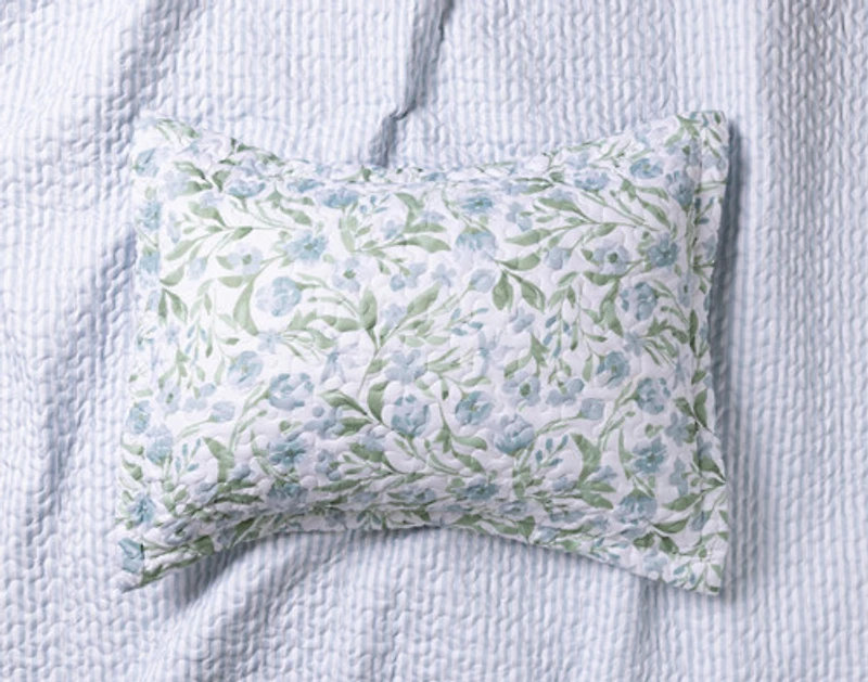 Pippa Recycled Polyester Coverlet Set, Floral, Green,