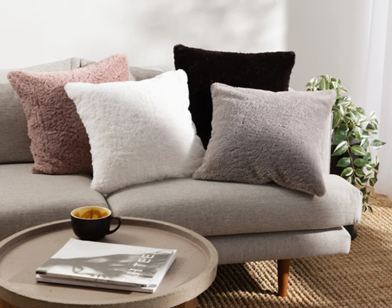 Poodle Faux Fur Square Cushion