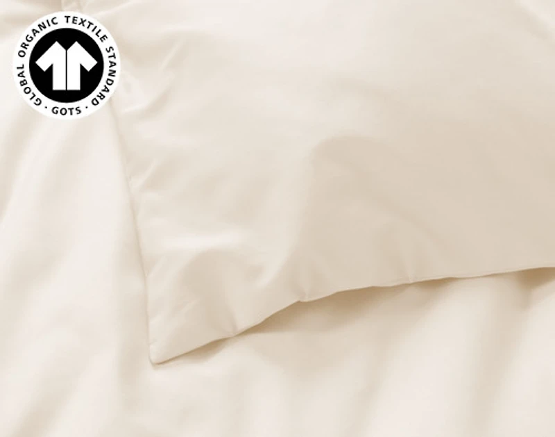 Undyed & Unbleached Organic Cotton Sateen Duvet Cover, GOTS Certified, Beige,