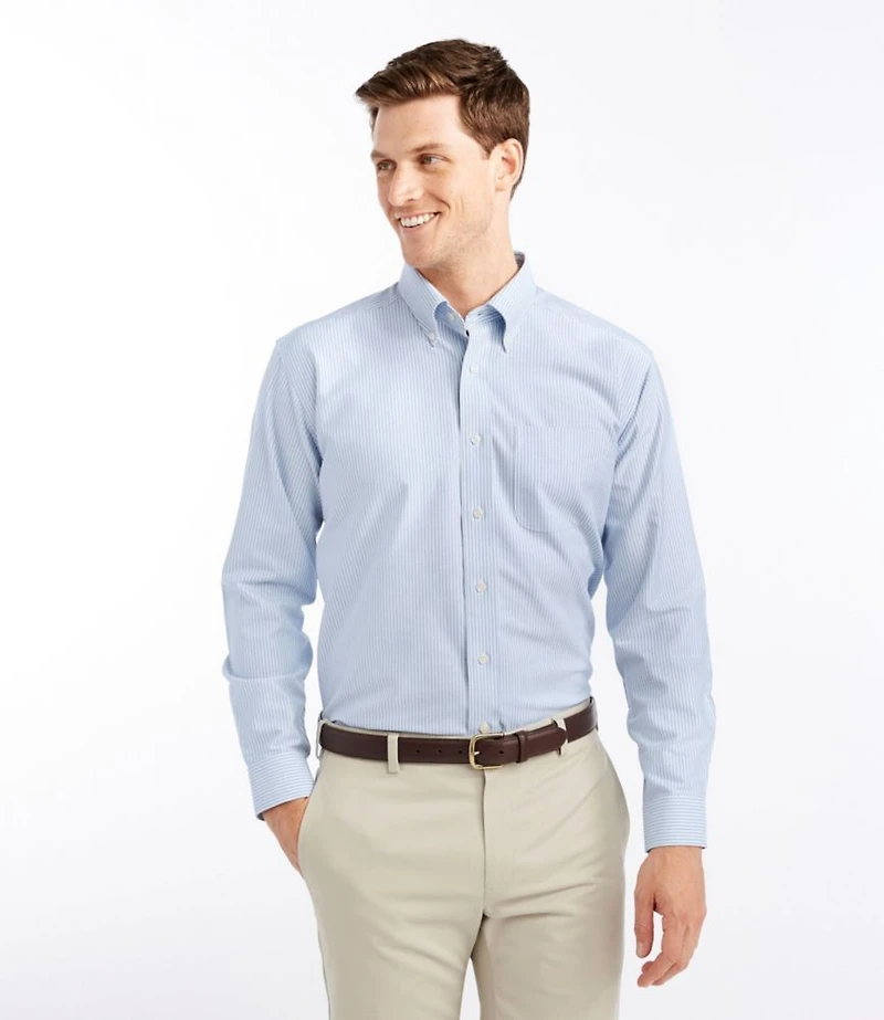 Men's Wrinkle-Free Classic Oxford Cloth Shirt, Traditional Fit University Stripe