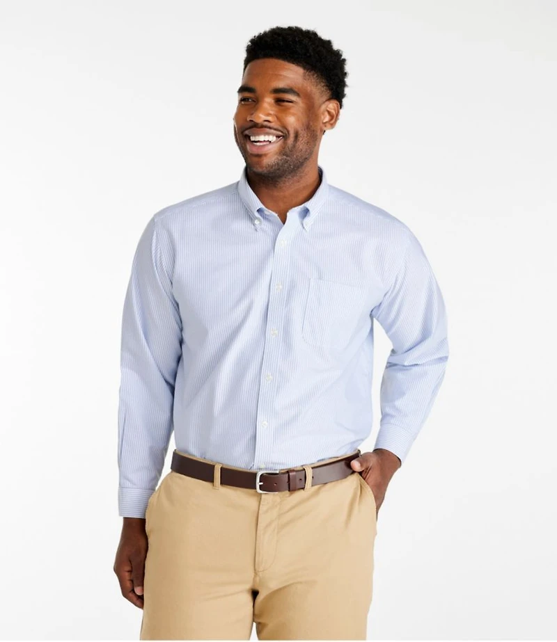 Men's Wrinkle-Free Classic Oxford Cloth Shirt, Traditional Fit University Stripe