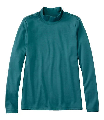 Women's Pima Cotton Tee, Long-Sleeve Mockneck