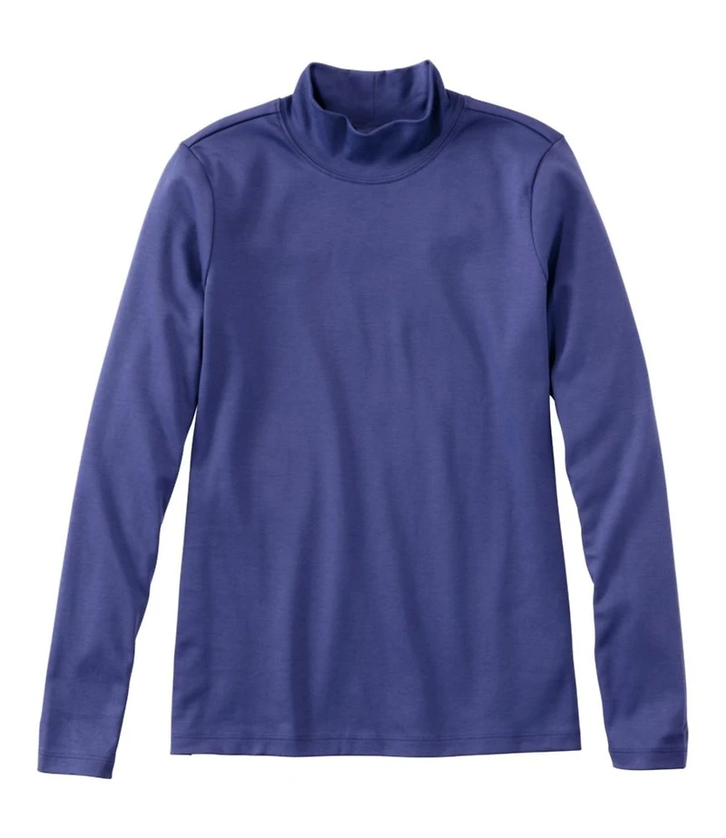 Women's Pima Cotton Tee, Long-Sleeve Mockneck