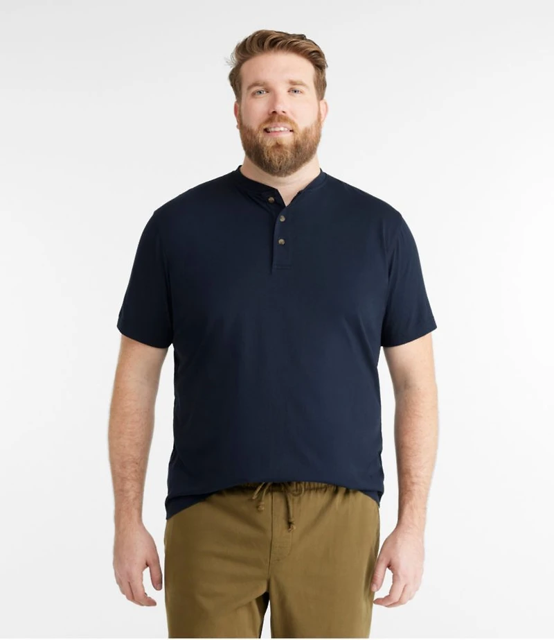 Men's Carefree Unshrinkable Tee, Traditional Fit, Henley