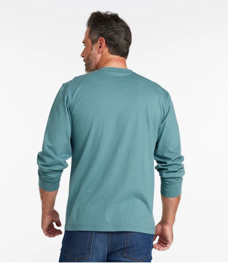 Men's Carefree Unshrinkable Tee with Pocket, Traditional Fit, Long-Sleeve