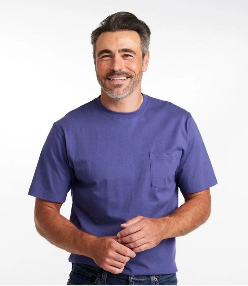 Men's Carefree Unshrinkable Tee with Pocket, Traditional Fit