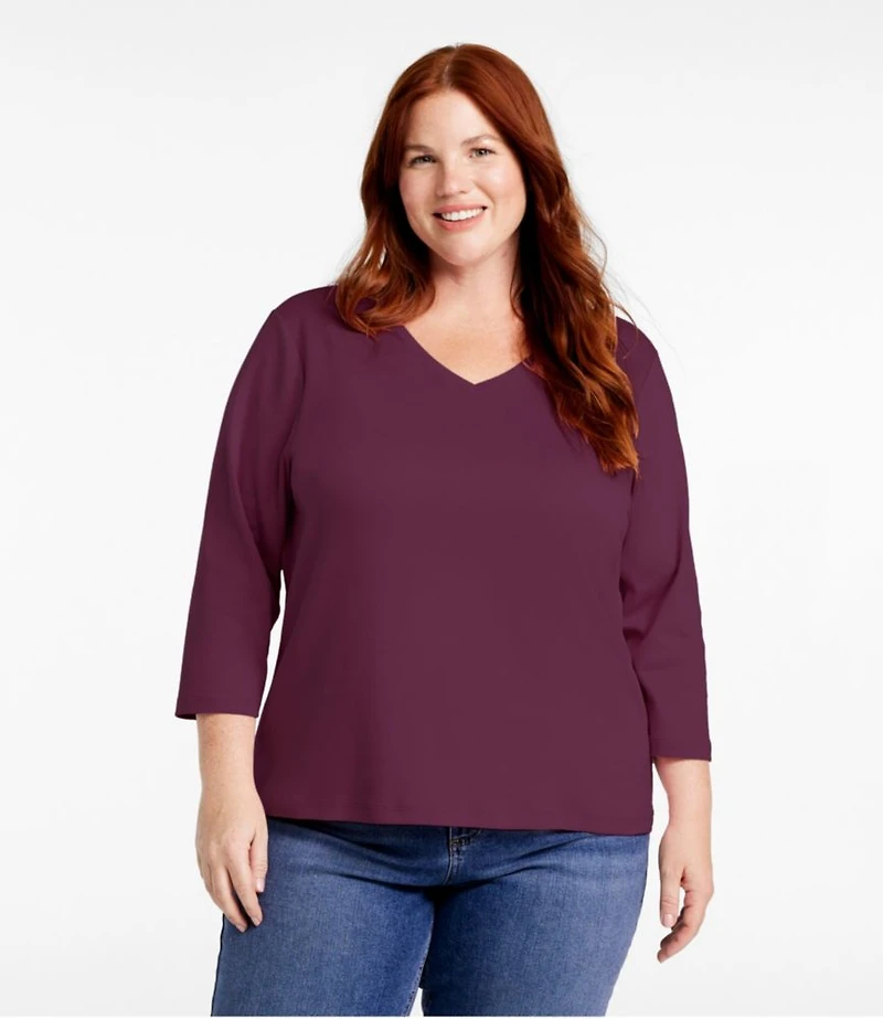 Women's L.L.Bean V-Neck, Three-Quarter-Sleeve
