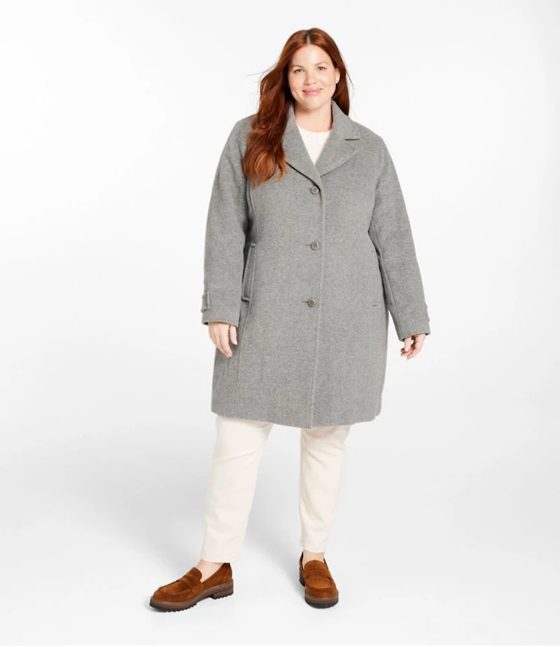 Women's Classic Lambswool Polo Coat, Three-Quarter Length
