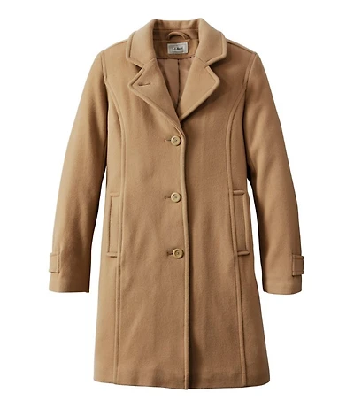 Women's Classic Lambswool Polo Coat, Three-Quarter Length