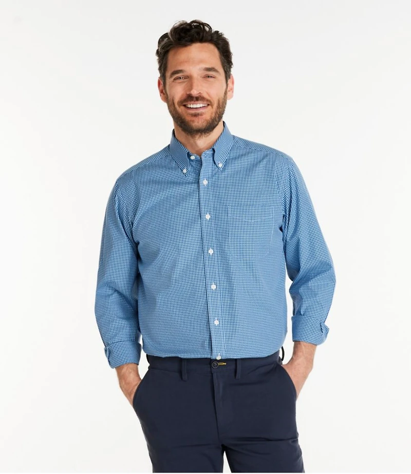 Men's Wrinkle-Free Pinpoint Oxford Cloth Shirt, Traditional Fit Tattersall