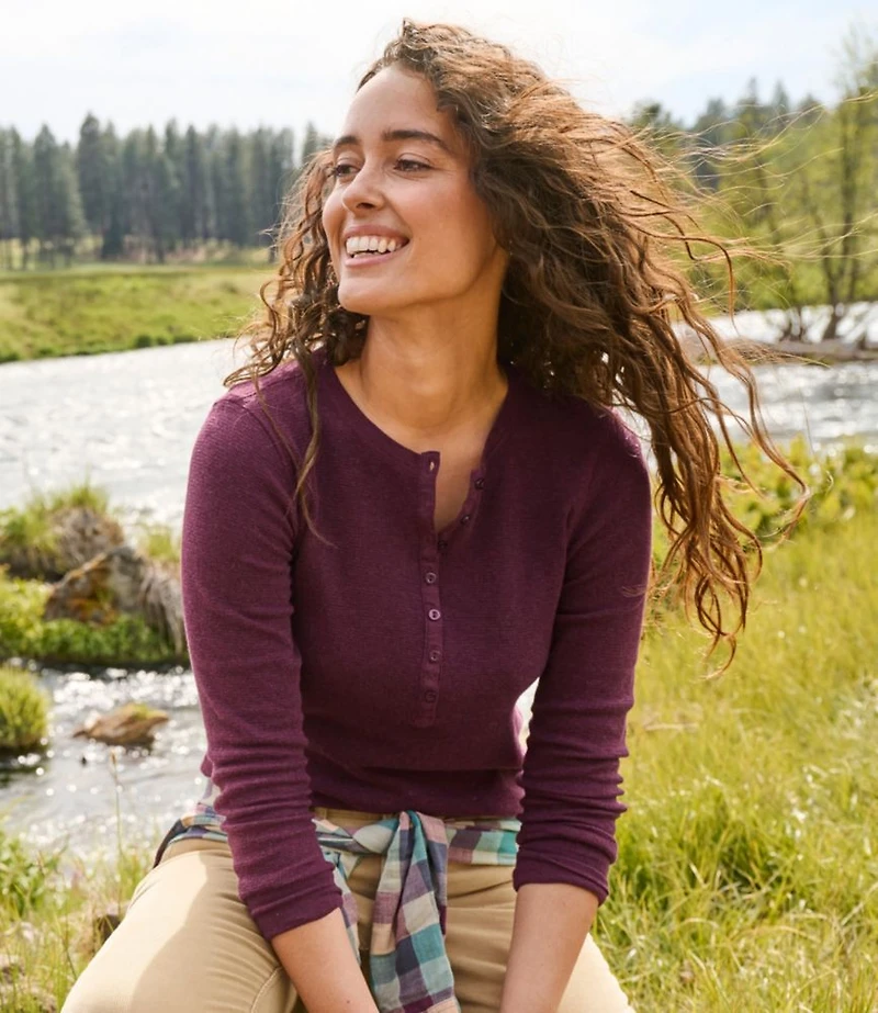 Women's Waffle-Knit Henley