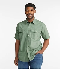 Men's Sunwashed Canvas Shirt, Traditional Fit Short-Sleeve