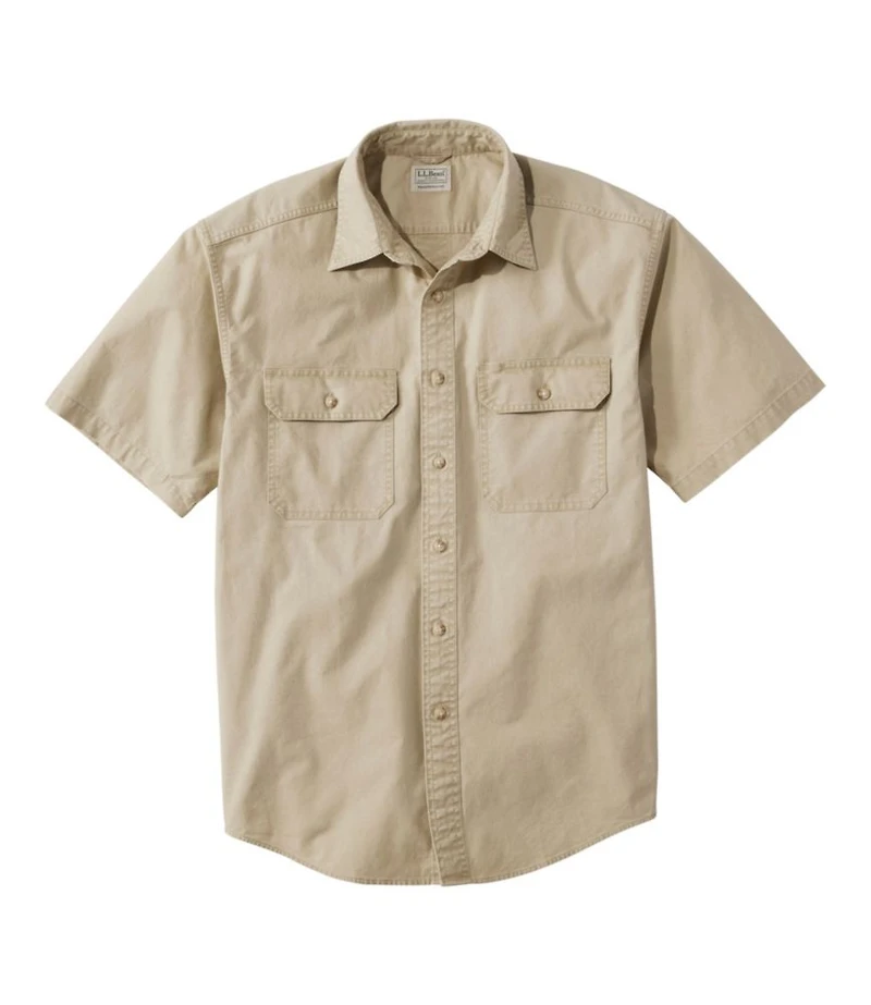 Men's Sunwashed Canvas Shirt, Traditional Fit Short-Sleeve
