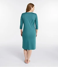 Women's Supima Cotton Nightgown, V-Neck Three-Quarter-Sleeve
