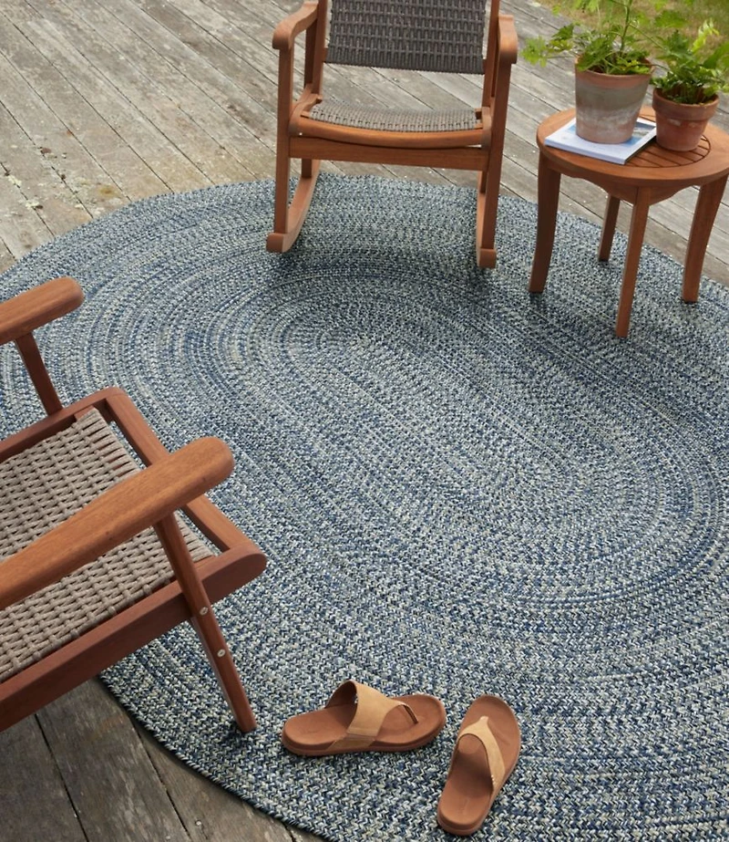 All-Weather Braided Rug, Concentric Pattern Oval