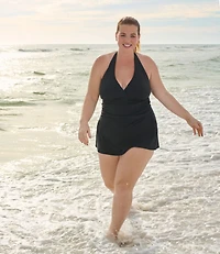 Women's Shaping Swimwear, Clasp Halter Dress