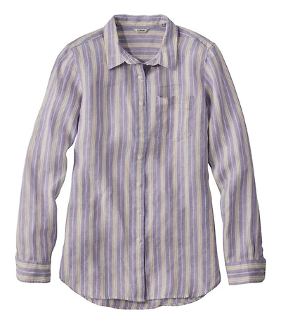 Women's Premium Washable Linen Shirt, Tunic Stripe