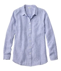 Women's Premium Washable Linen Shirt, Tunic Stripe