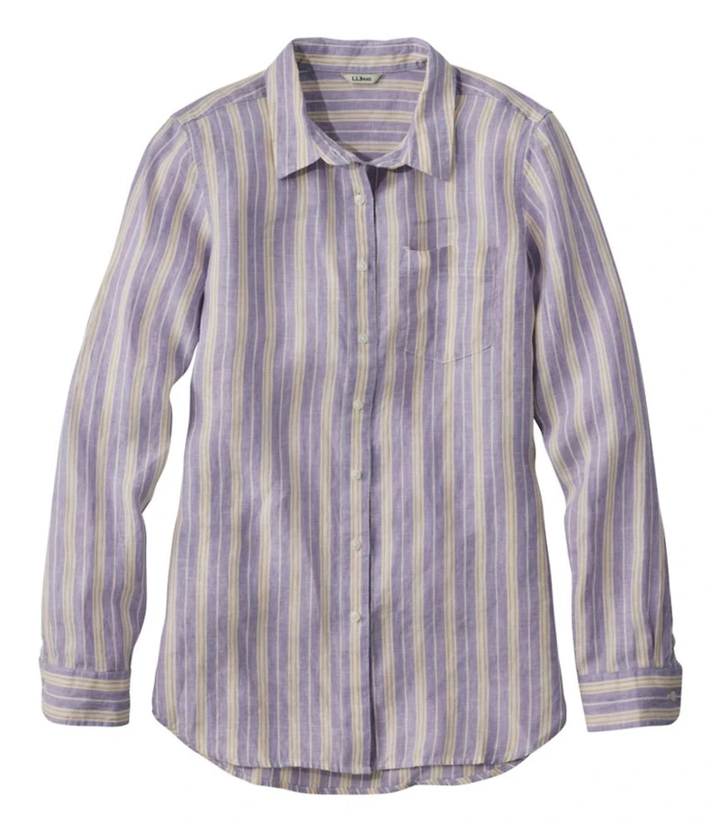 Women's Premium Washable Linen Shirt, Tunic Stripe