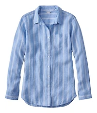 Women's Premium Washable Linen Shirt, Tunic Stripe
