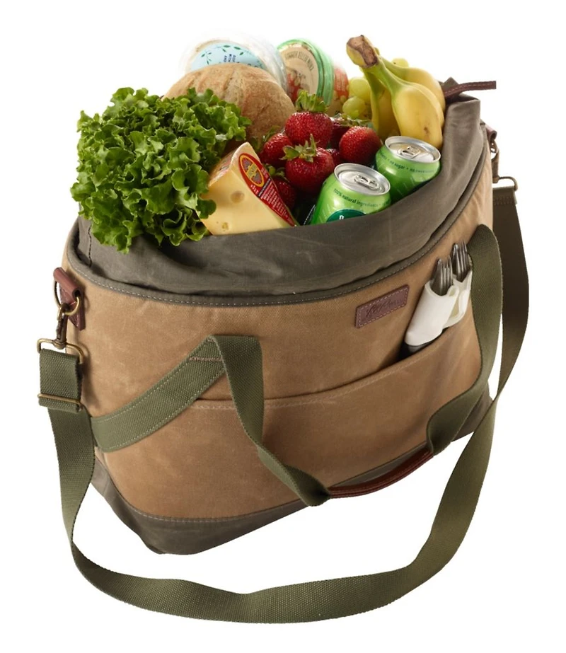 Insulated Waxed-Canvas Tote, Large