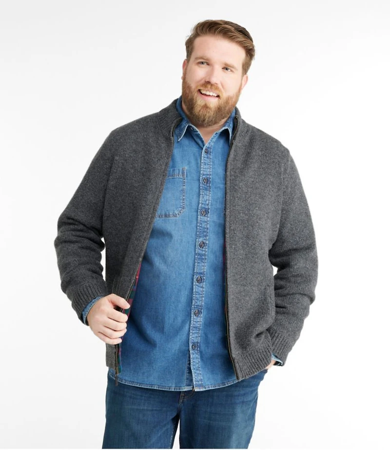 Men's L.L.Bean Classic Ragg Wool Sweater, Full-Zip Flannel-Lined