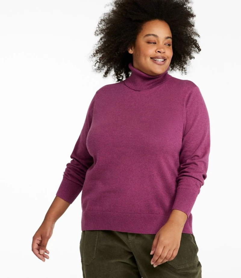 Women's Cotton/Cashmere Sweater, Turtleneck