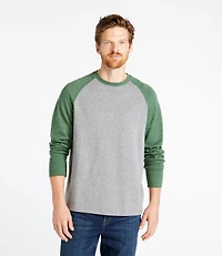 Men's Washed Cotton Double-Knit Crewneck, Slightly Fitted Long-Sleeve Colorblock