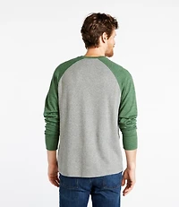 Men's Washed Cotton Double-Knit Crewneck, Slightly Fitted Long-Sleeve Colorblock