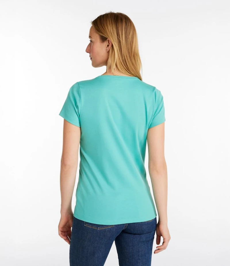 Women's Pima Cotton Shaped V-Neck, Short-Sleeve
