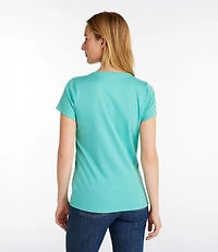 Women's Pima Cotton Shaped V-Neck, Short-Sleeve