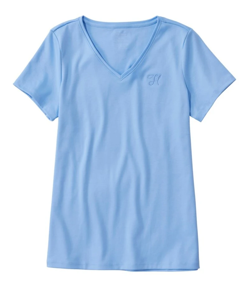 Women's Pima Cotton Shaped V-Neck, Short-Sleeve