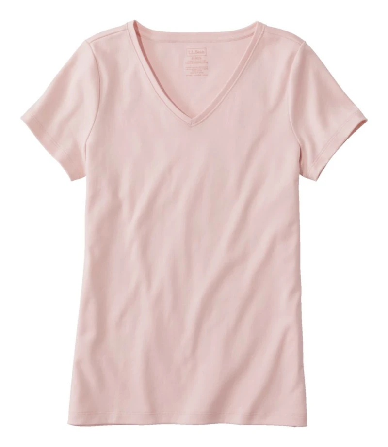 Women's Pima Cotton Shaped V-Neck, Short-Sleeve