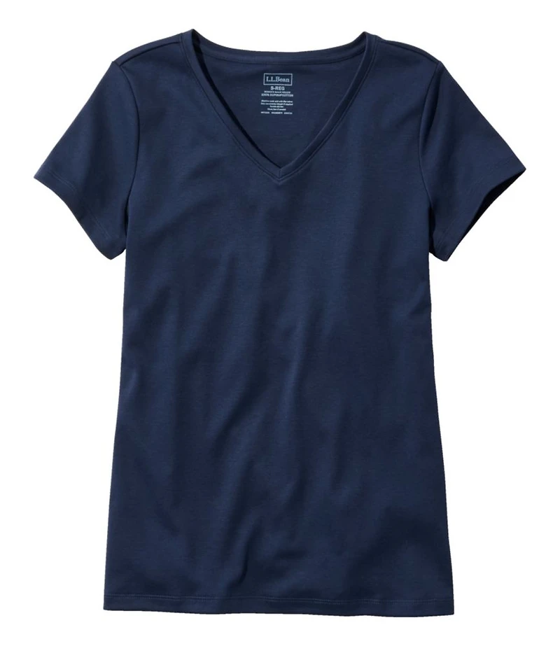 Women's Pima Cotton Shaped V-Neck, Short-Sleeve