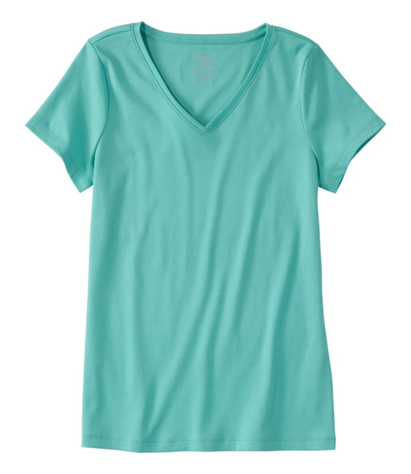 Women's Pima Cotton Shaped V-Neck, Short-Sleeve