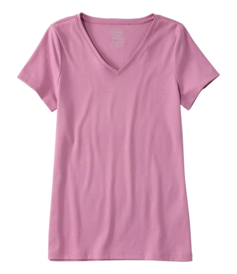 Women's Pima Cotton Shaped V-Neck, Short-Sleeve