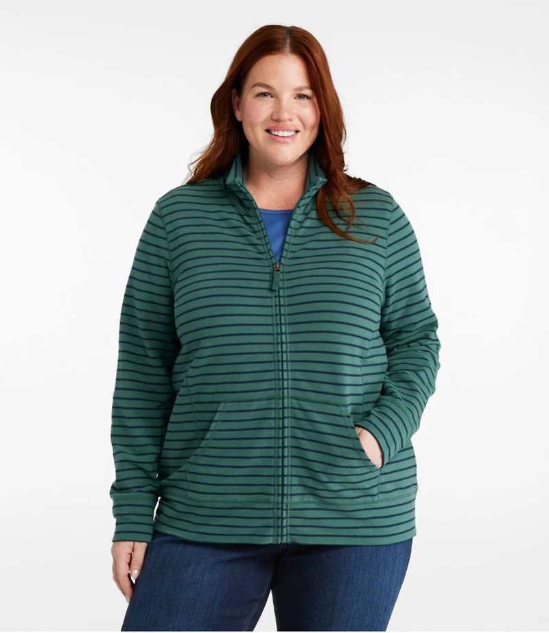 Women's Ultrasoft Sweats, Full-Zip Mock-Neck Jacket Stripe