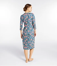 Women's Supima Nightgown, V-Neck Three-Quarter-Sleeve, Print