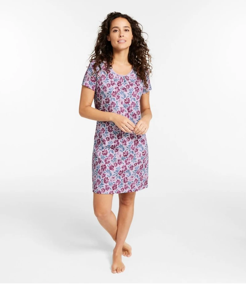 Women's Supima Nightgown, Short-Sleeve Floral