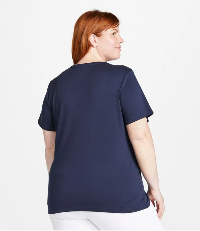 Women's Pima Cotton Shaped V-Neck, Short-Sleeve