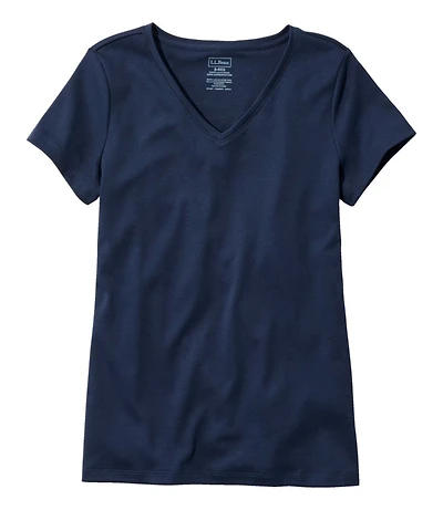 Women's Pima Cotton Shaped V-Neck, Short-Sleeve