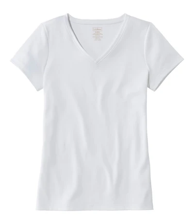 Women's Pima Cotton Shaped V-Neck, Short-Sleeve