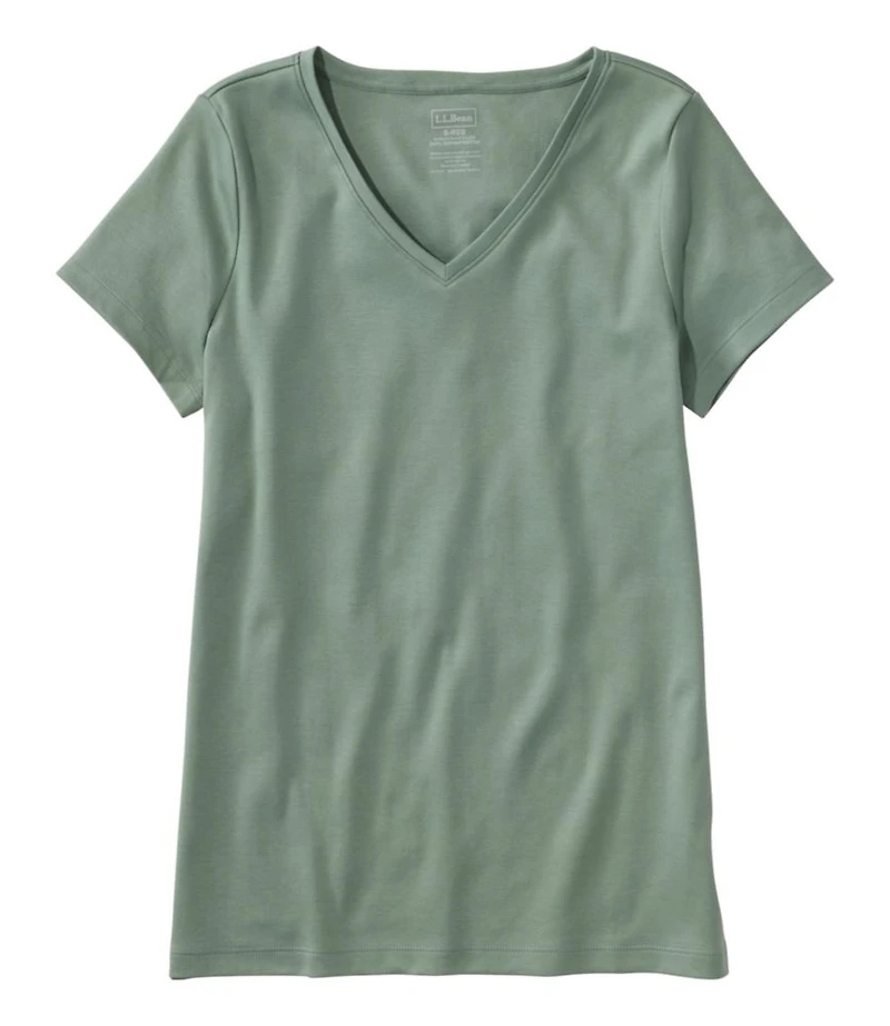 Women's Pima Cotton Shaped V-Neck, Short-Sleeve