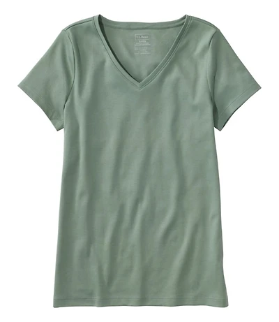 Women's Pima Cotton Shaped V-Neck, Short-Sleeve