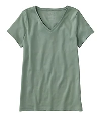Women's Pima Cotton Shaped V-Neck, Short-Sleeve