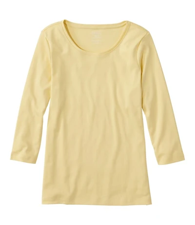Women's Pima Cotton Shaped Tee, Three-Quarter-Sleeve Jewelneck